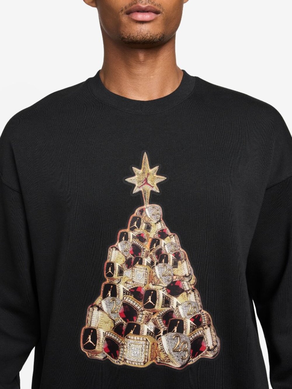 Jordan Men's Holiday Fleece Crewneck Sweatshirt - Color: Black - Picture 3 of 3